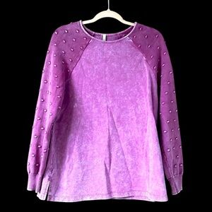size med Jillian Nicole purple terrycloth Swedish dot long sleeve sweatshirt